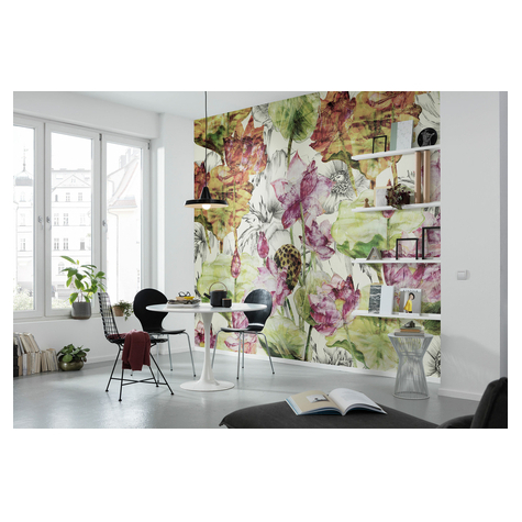 Non-Woven Wallpaper - Lotus - Size 368 X 248 Cm