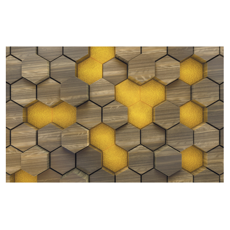 Non-Woven Wallpaper - Woodcomb Olive - Size 400 X 250 Cm