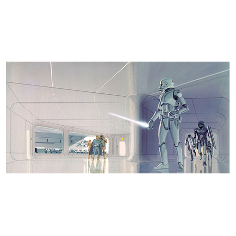 Papier peint photo - star wars classic rmq stormtrooper hallway - dimensions 500 x 250 cm