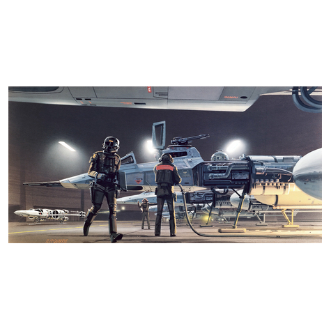 Papier peint photo - star wars classic rmq hangar yavin - taille 500 x 250 cm
