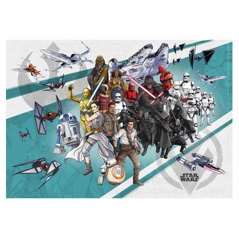 Non-Woven Wallpaper - Star Wars Cartoon Collage Wide - Size 400 X 280 Cm