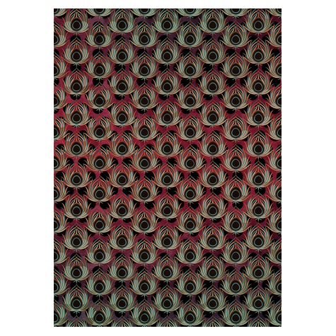 Papier peint photo - paon rouge - dimensions 200 x 280 cm