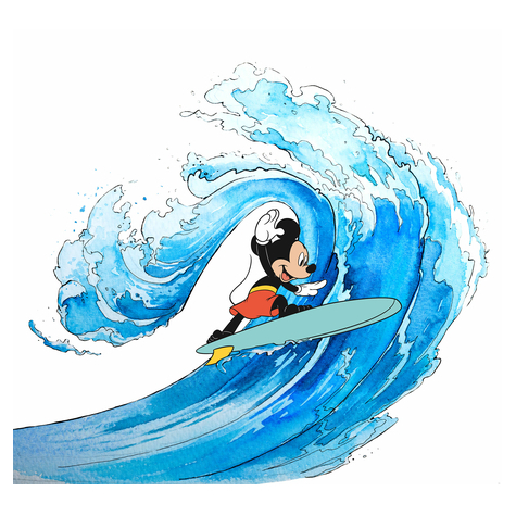 Papier peint photo - mickey surfing - taille 300 x 280 cm