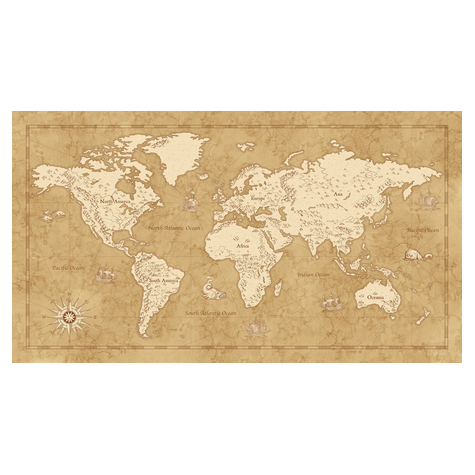 Papier peint photo - vintage world map - dimensions 500 x 280 cm