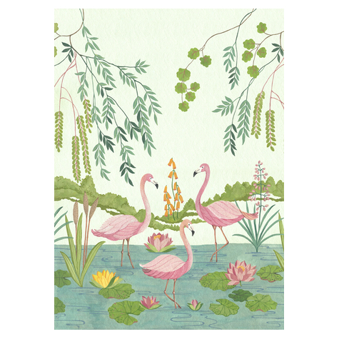 Papier peint photo - flamingo vibes - dimensions 200 x 280 cm