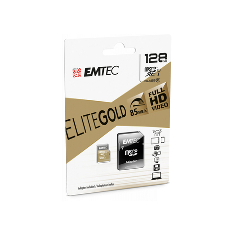 Microsdxc 256gb emtec +adaptateur cl10 elitegold uhs-i 85mb/s blister