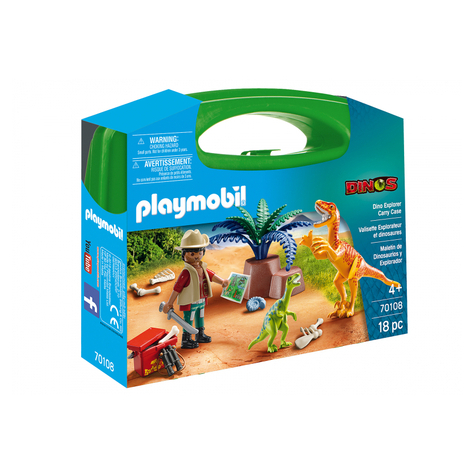 Playmobil dinos - mallette dinosaure & explorateur (70108)