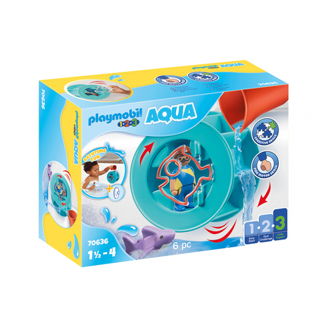 Playmobil 1.2.3 - roue à vortex aquatique avec bébé requin (70636)