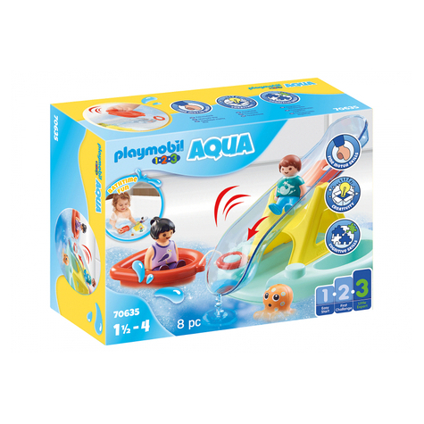 Playmobil 1.2.3 - île de bain avec toboggan aquatique (70635)