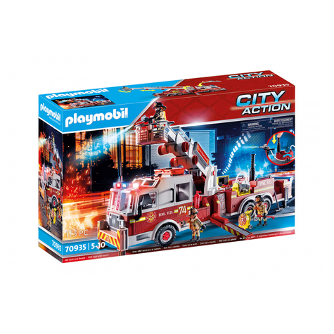 Playmobil city action - véhicule de pompiers us tower ladder (70935)