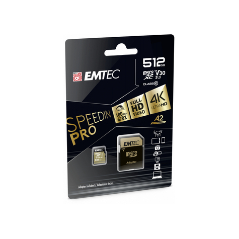 Emtec microsdxc 512gb speedin pro cl10 100mb/s fullhd 4k ultrahd