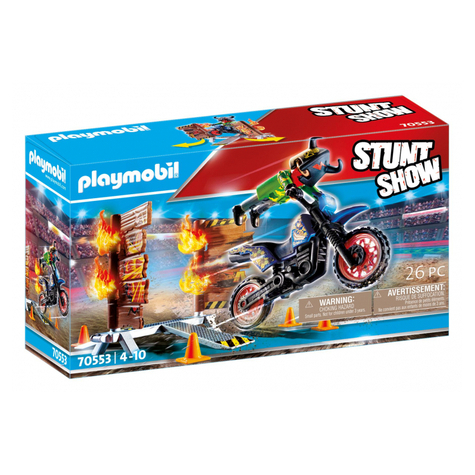 Playmobil stuntshow - moto avec mur de feu (70553)