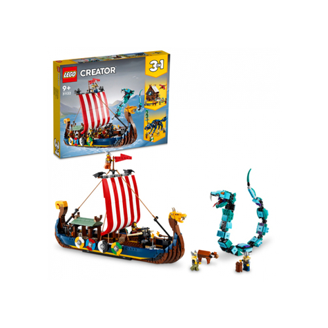 Lego creator - bateau viking avec serpent midgard 3in1 (31132)
